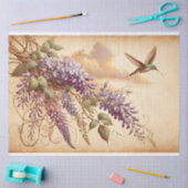 Wisteria Vine Purple Flowers Hummingbird Decoupage Seidenpapier (Basteln)