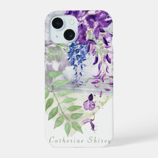 Wisteria-Wasserfarbenkunst Individuelle Handyhülle iPhone 15 Hülle