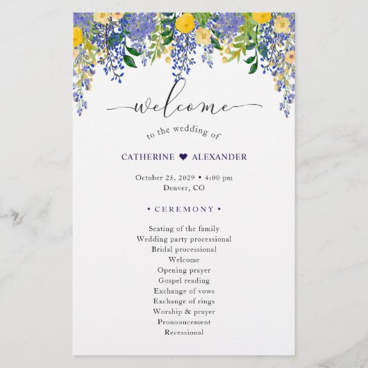 Wisteria Watercolor Floral Wedding Program (Vorderseite)