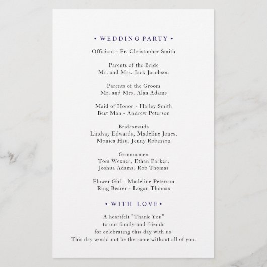 Wisteria Watercolor Floral Wedding Program (Rückseite)