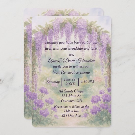 Wisteria Wedding Arch Im Sommer Garten Einladung (Vorne/Hinten)