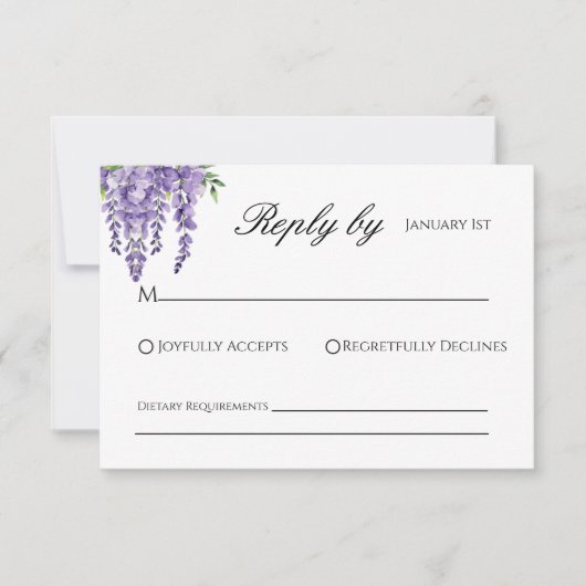 Wisteria Wedding RSVP Card Karte (Vorderseite)