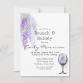 Wisteria Wine Glass Brunch & Bubbly Einladung (Vorderseite)