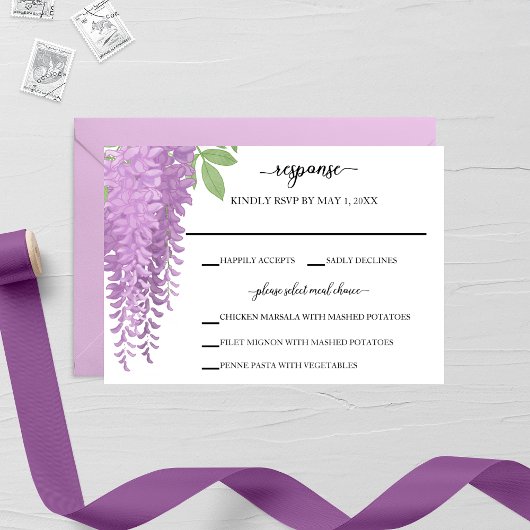 Wisteria Wonder Wedding RSVP Karte