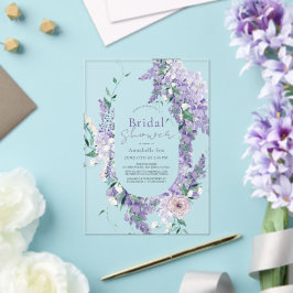 Wisteria Wreath Lila Watercolor Brautparty Acryleinladungen