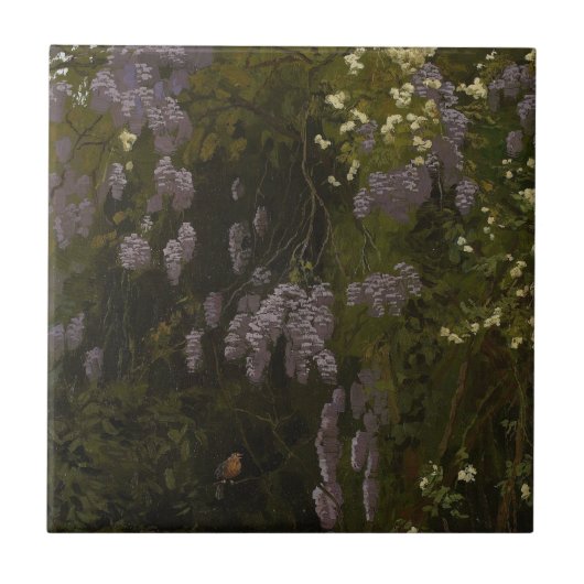 Wisterien in Bloom - Blumenkomposition Fliese (Vorderseite)