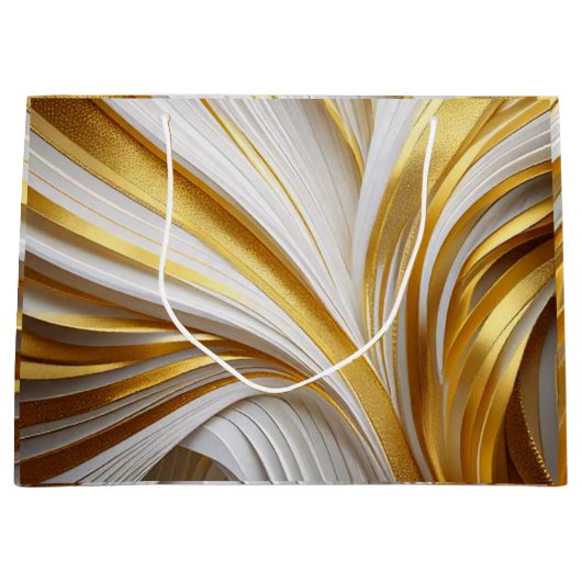 Wit Goud Retro  Große Geschenktüte (Vorderseite)