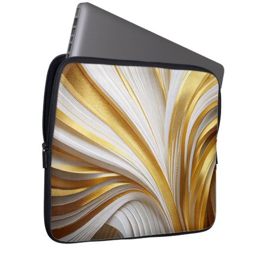 Wit Goud Retro Laptop Sleeve (Vorne Rechts)