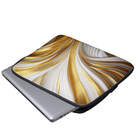 Wit Goud Retro Laptop Sleeve (Vorne Knopf)