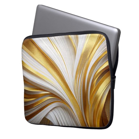 Wit Goud Retro Laptop Sleeve (Vorderseite Links)