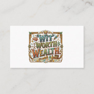 Wit Worth Wealth – Clever Zitat-Typografie Visitenkarte
