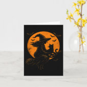 Witch And Cute Cat Black Kitten For Halloween Cost Karte (Gelbe Blume)
