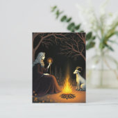 Witch and Goat at a Bonfire Postkarte (Stehend Vorderseite)