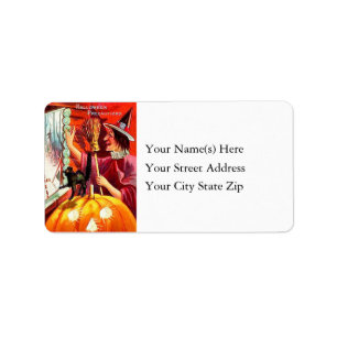 Witch At the Window Vintage Address Label Adressaufkleber