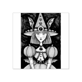 WITCH BAT GIRL, GOTH HALLOWEWEWEEN RUBBER BRIEFMAR GUMMISTEMPEL