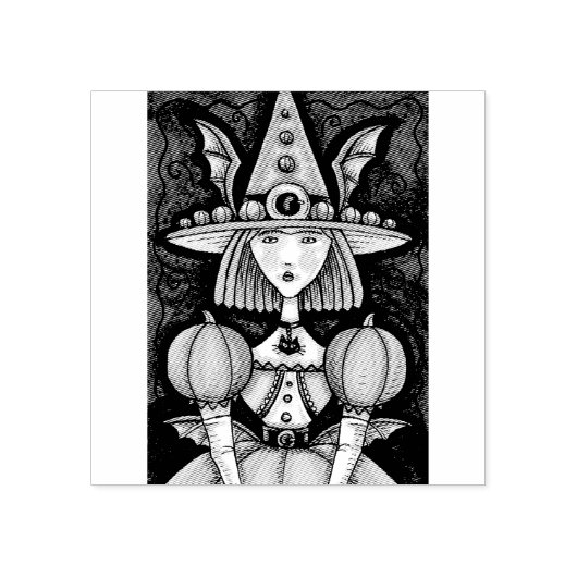 WITCH BAT GIRL, GOTH HALLOWEWEWEEN RUBBER BRIEFMAR GUMMISTEMPEL (Prägung)