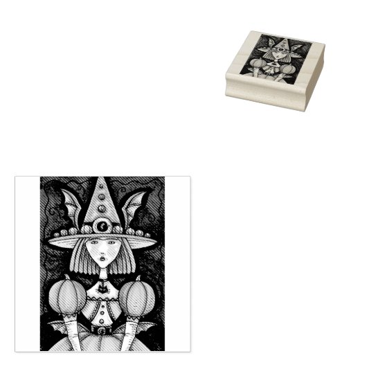WITCH BAT GIRL, GOTH HALLOWEWEWEEN RUBBER BRIEFMAR GUMMISTEMPEL (Stempel)