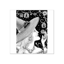 WITCH & BAT VINES HALLOWEWEER RUBBER-BRIEFMARKE