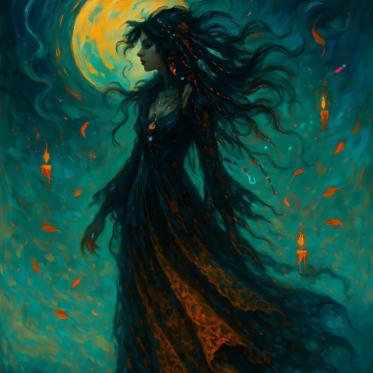 Witch Beneath the Moon – Gothic Decoupage Paper Seidenpapier