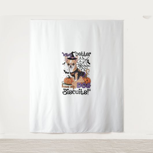 Witch better have my Dog Biscuits Cute Halloween C Wandteppich (Vorderseite)