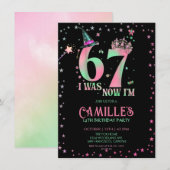  Witch Birthday I Was 6 Now I'm 7 Einladung (Vorne/Hinten)