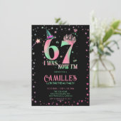  Witch Birthday I Was 6 Now I'm 7 Einladung (Stehend Vorderseite)