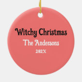 Witch Black Cat Cycling Xmas Tree Witchy Christmas Keramik Ornament (Hinten)