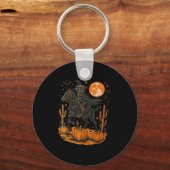 Witch Black Cat Riding Horse Halloween Pumpkin Moo Schlüsselanhänger (Vorderseite)