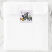 Witch Black Cat | Witch Vibes Quadratischer Aufkleber (Tasche)
