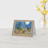 WITCH & BLACK CATS RAKING LEAVES HALLOWEEN CARD KARTE (Gelbe Blume)