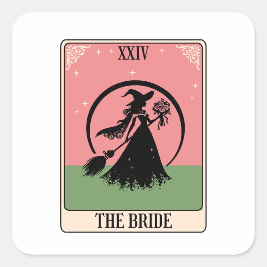 witch bride tarot mystical Bachelorette Party Quadratischer Aufkleber (Vorderseite)