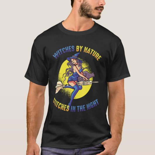 Witch By Nature Stitches In The Night Spooky Cost T-Shirt (Vorderseite)