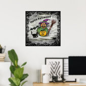 Witch , Cat , Bat and Pumpkin , Happy Halloween ! Poster (Heimbüro)