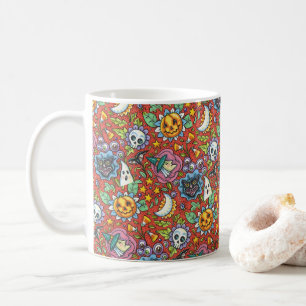 WITCH, CAT, GHOST, FARBIGE HALLOWEEN FOLKGARTEN KAFFEETASSE