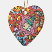 WITCH, CAT, GHOST, FARBIGE HALLOWEEN FOLKGARTEN KERAMIK ORNAMENT (Links)