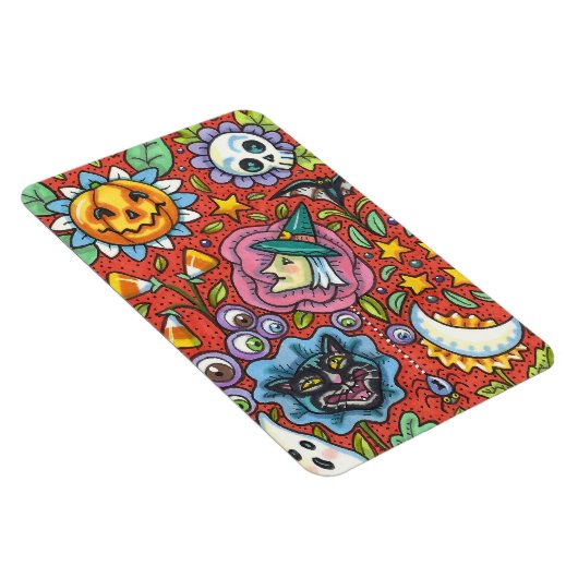 WITCH, CAT, GHOST, FARBIGE HALLOWEEN FOLKGARTEN MAGNET (Rechte Seite)