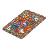 WITCH, CAT, GHOST, FARBIGE HALLOWEEN FOLKGARTEN MAGNET (Linke Seite)