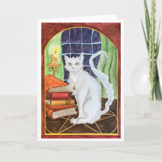 Witch Cat greeting card Karte (Vorderseite)