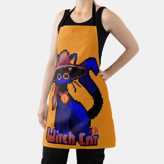 Witch Cat, Halloween Pixel Art Schürze (InSitu)