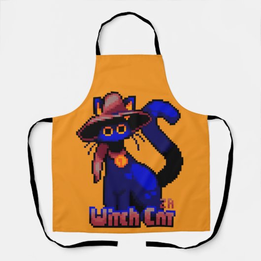 Witch Cat, Halloween Pixel Art Schürze (Vorderseite)