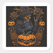 Witch Cat Halloween Sticker | Spooky Gift Label (Vorderseite)