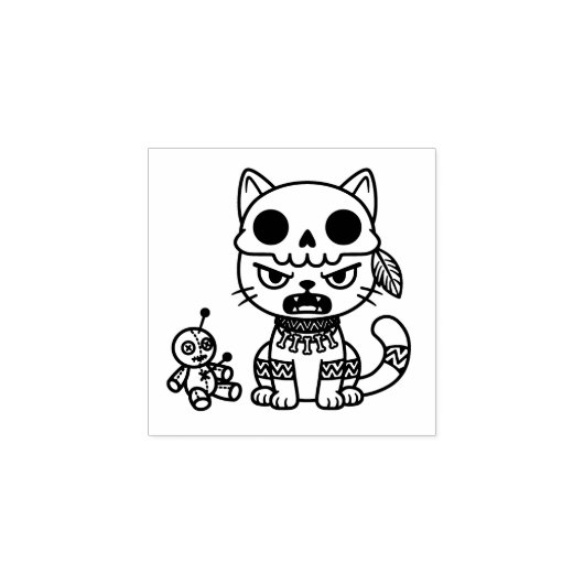 Witch Cat Voodoo Doll 1x1 Gummistempel (Prägung)