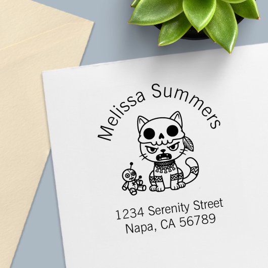 Witch Cat Voodoo Doll Arch Address Permastempel