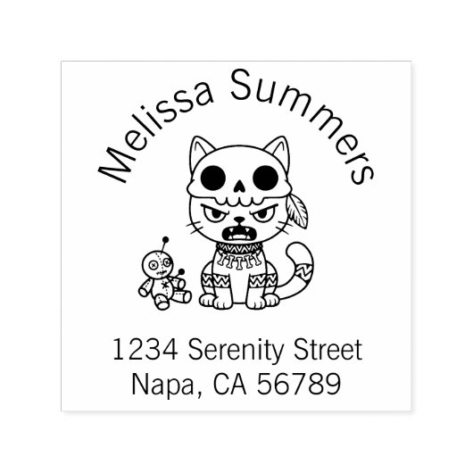 Witch Cat Voodoo Doll Arch Address Permastempel (Design)