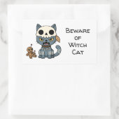 Witch Cat Voodoo Doll Custom Text Rechteckiger Aufkleber (Tasche)