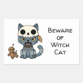 Witch Cat Voodoo Doll Custom Text Rechteckiger Aufkleber (Vorderseite)