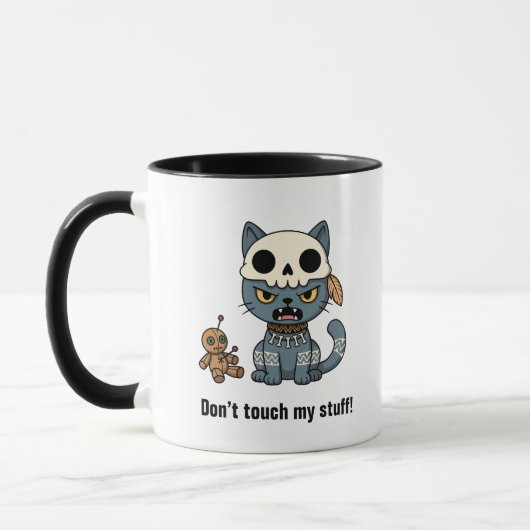 Witch Cat Voodoo Doll Custom Text Tasse (Links)
