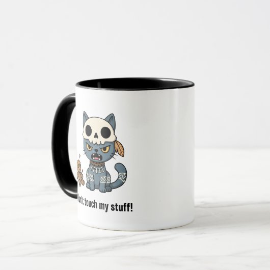 Witch Cat Voodoo Doll Custom Text Tasse (Vorderseite Links)