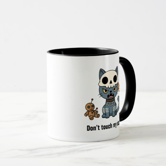 Witch Cat Voodoo Doll Custom Text Tasse (VorderseiteRechts)