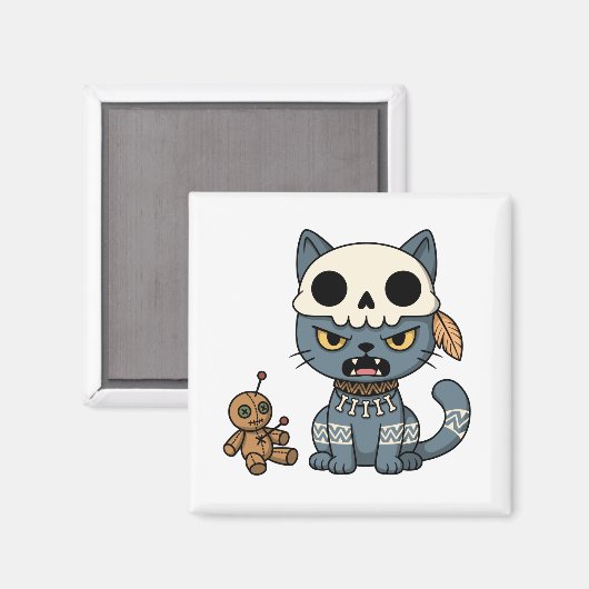 Witch Cat Voodoo Doll Magnet (Vorderseite/Rückseite)